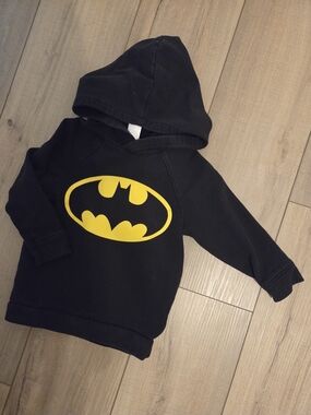 H&M Black Hoodie with Yellow Batman Emblem